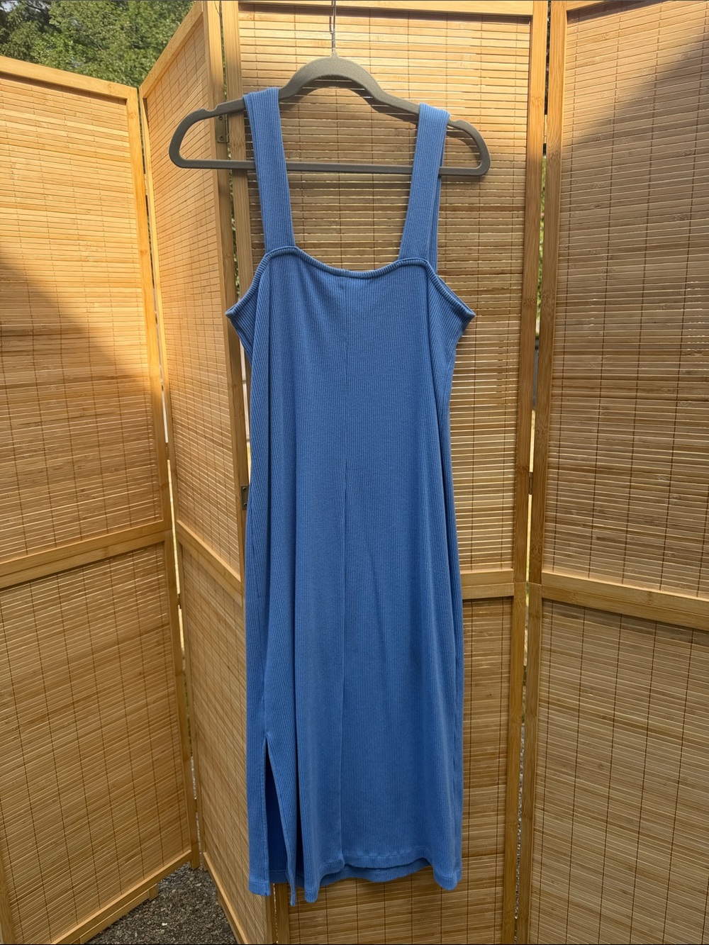 Blue Sleeveless Midi Dress - Women's Classic Tank Dress - Picture 3 of 3